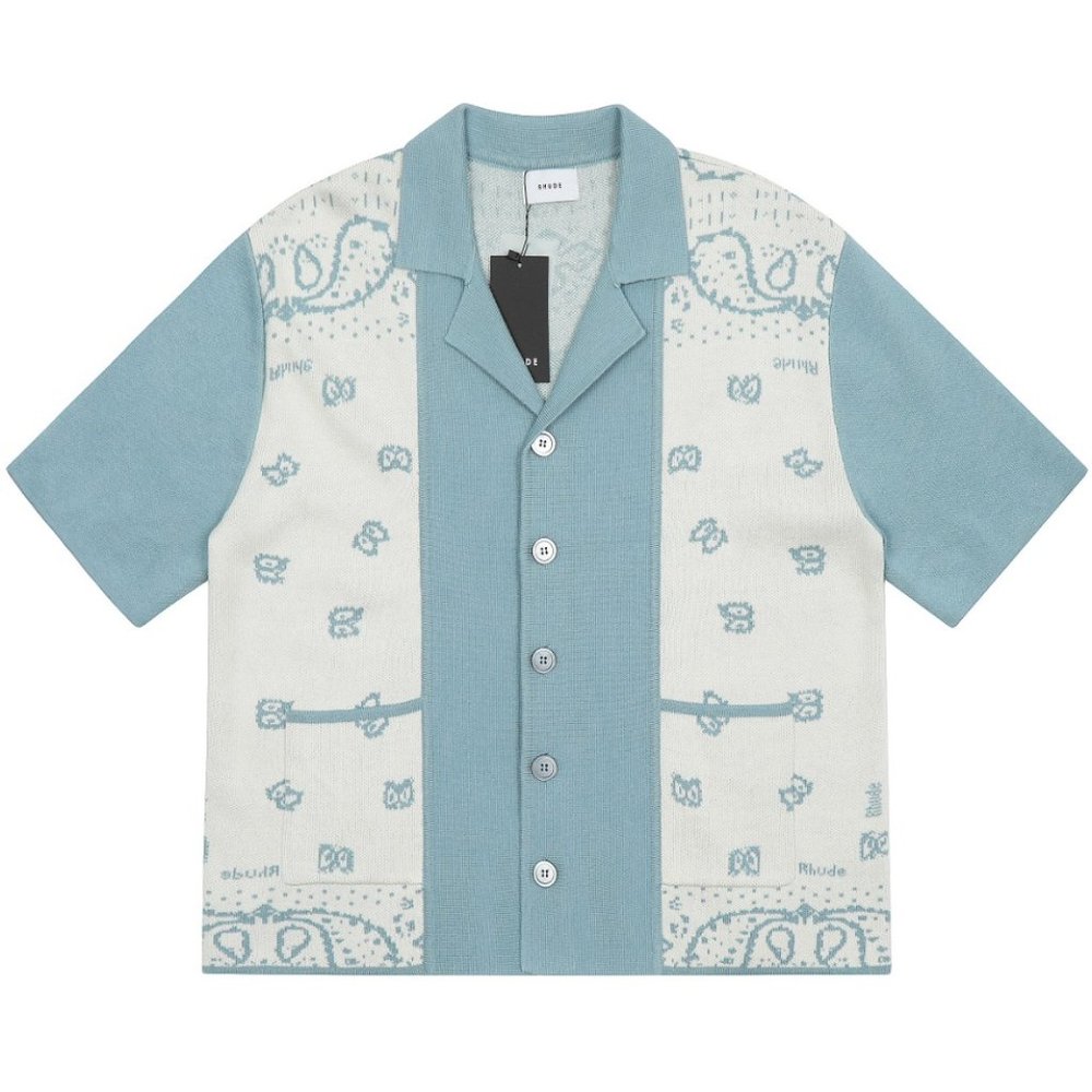 Rhude Knitted jacquard short sleeve shirt